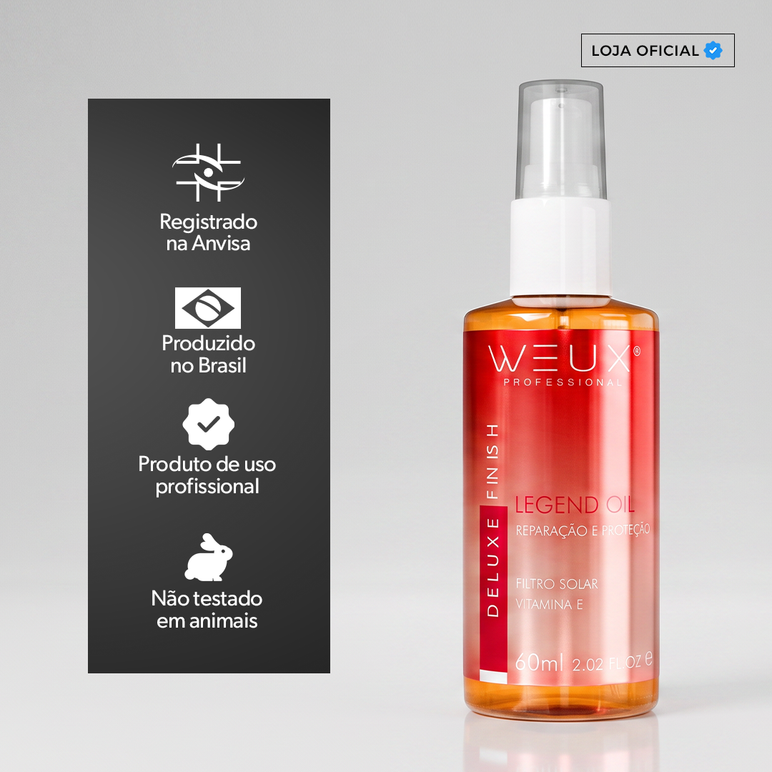 Óleo Reparador Proteção Solar e Vitaminas Legend Oil 60ml - WEUX