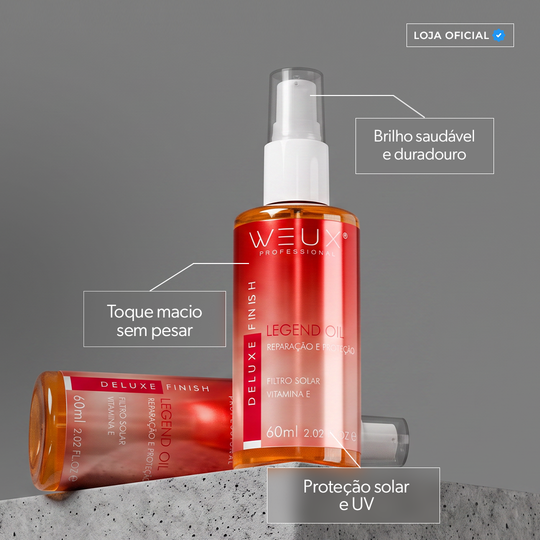 Óleo Reparador Proteção Solar e Vitaminas Legend Oil 60ml - WEUX