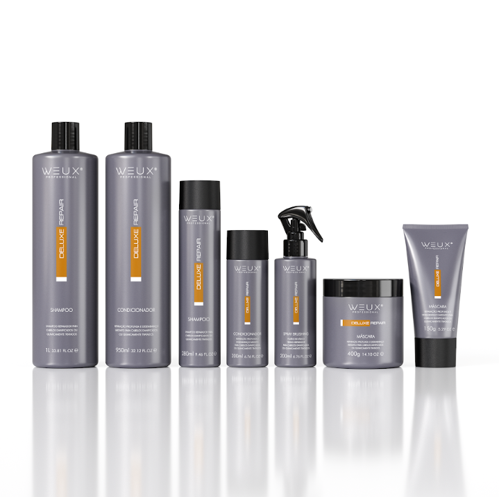 Kit Completo Deluxe Repair WEUX - Shampoo, Condicionador, Máscara e Spray Brushing
